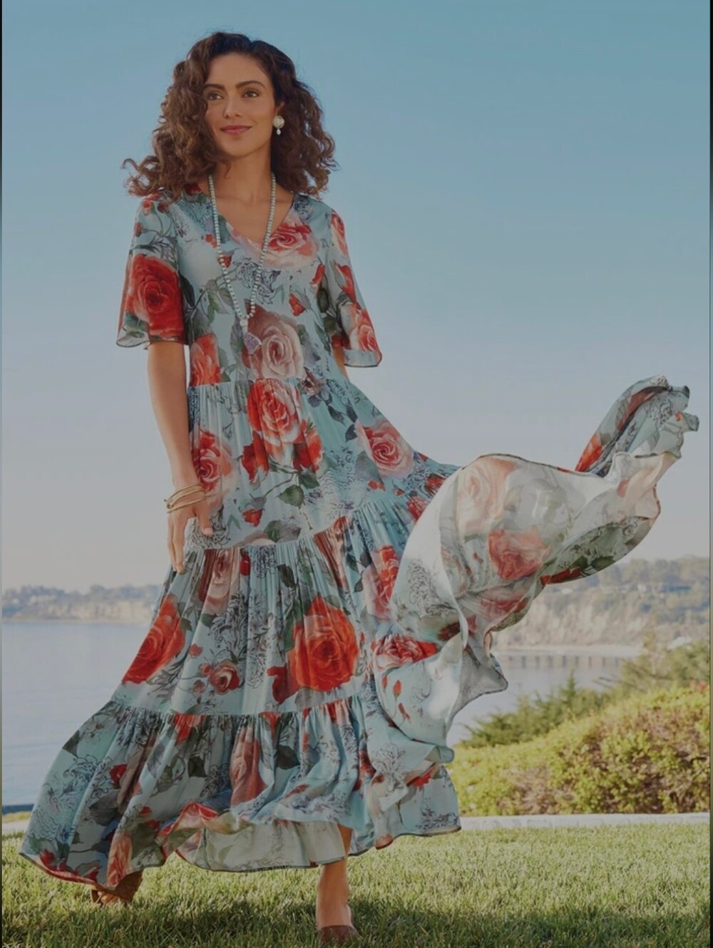 Soft Surroundings First Blooms Dress Petite XL Cottagecore Floral Romantic Maxi
